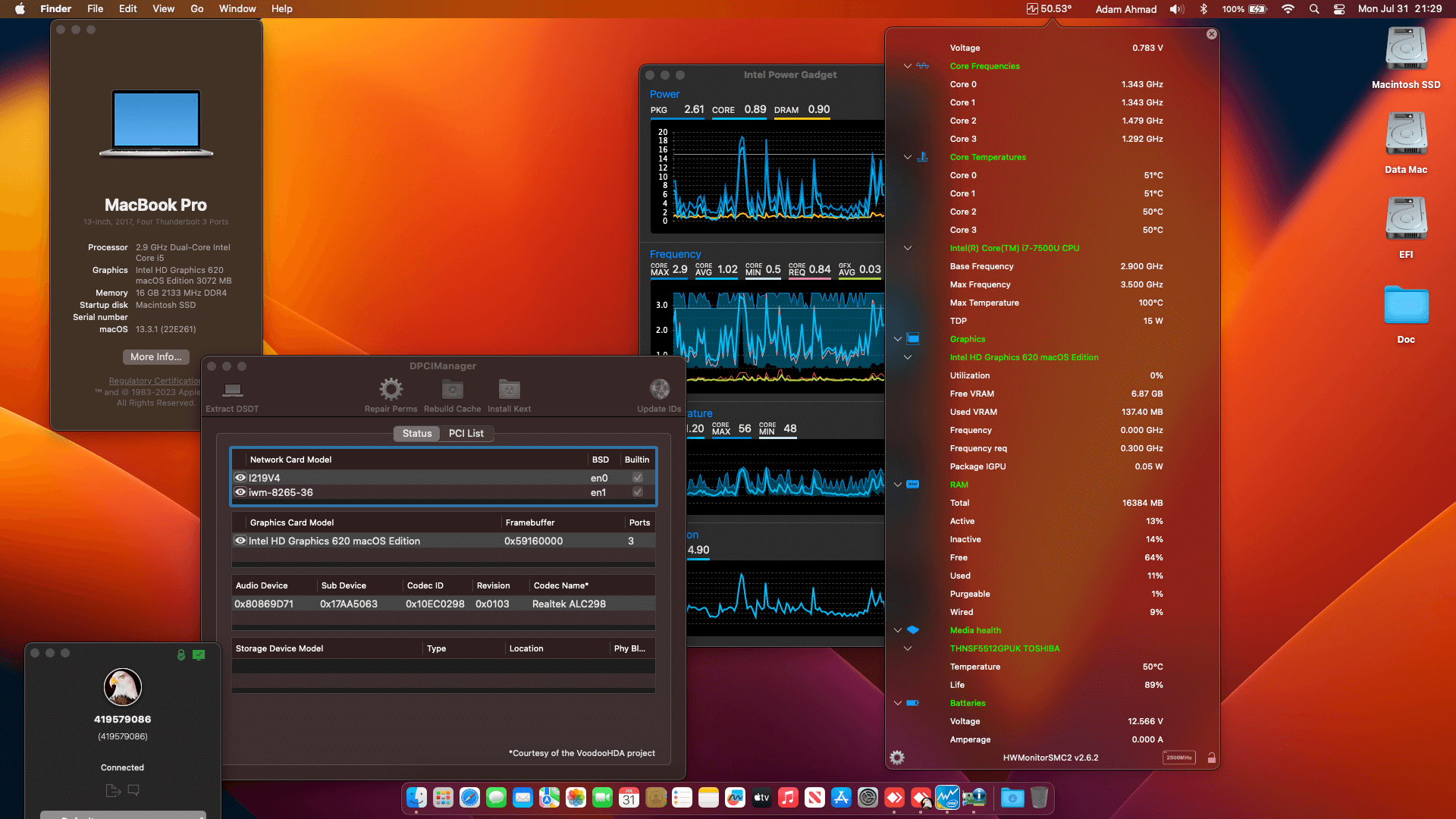 Success Hackintosh macOS Ventura 13.3.1 Build 22E261 in Lenovo Thinkpad 13 Gen 2
